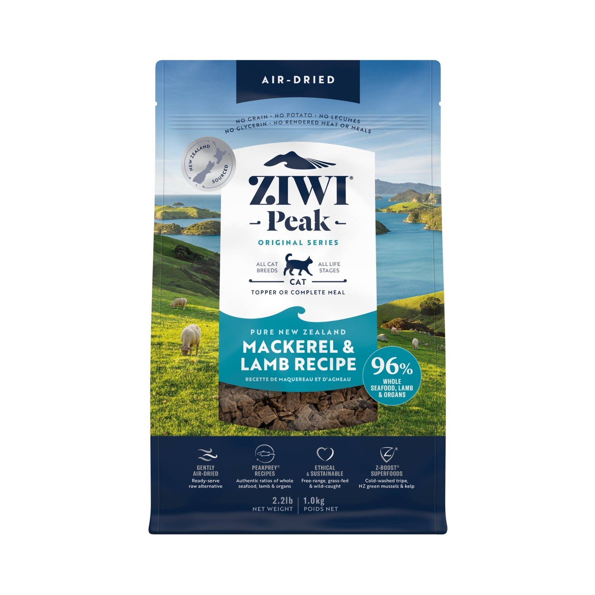ZIWI Peak Air - Dried Original Series Mackerel & Lamb Recipe for cats - Air Dried - 1kg Bag - Warkworth