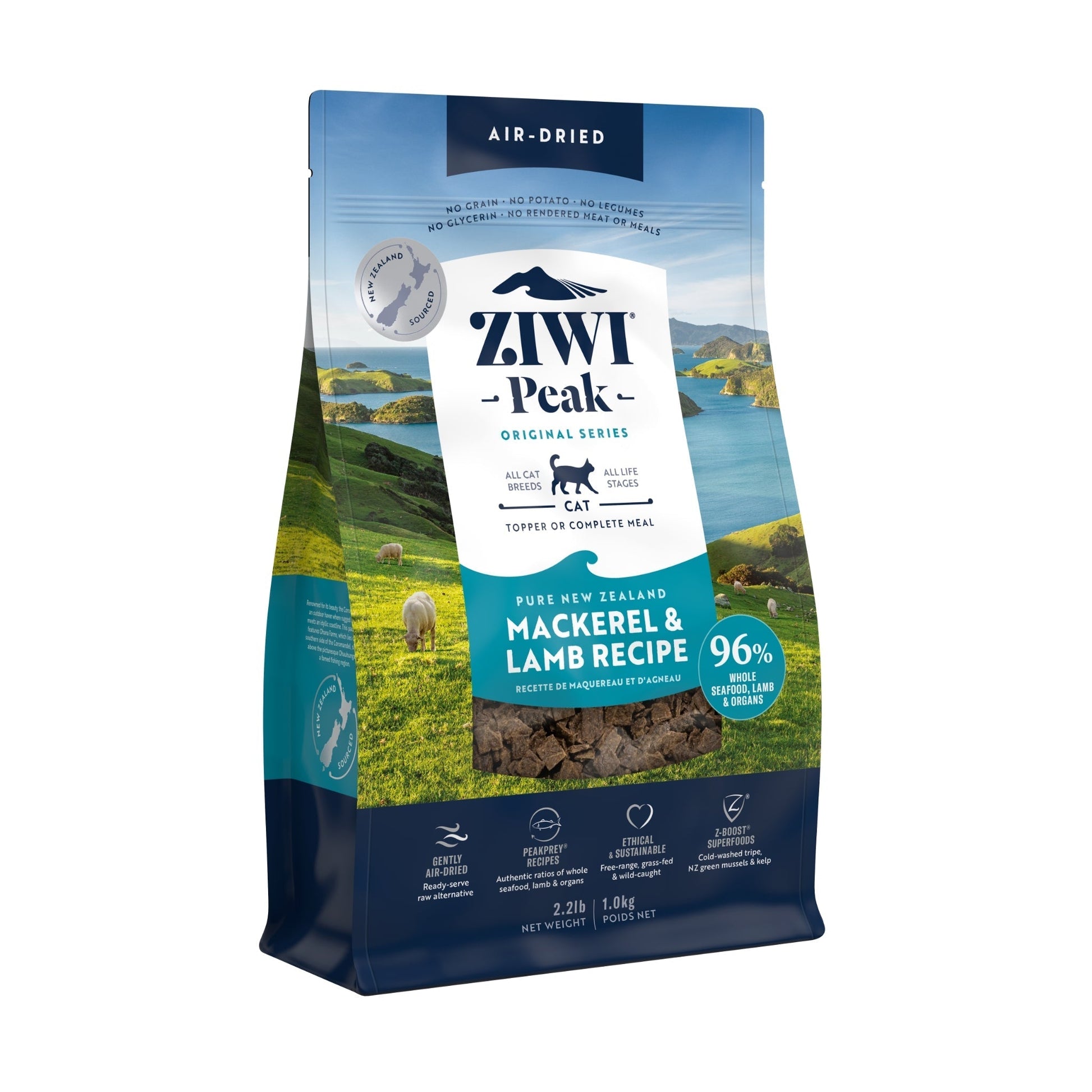 ZIWI Peak Air - Dried Original Series Mackerel & Lamb Recipe for cats - Air Dried - 1kg Bag - Warkworth