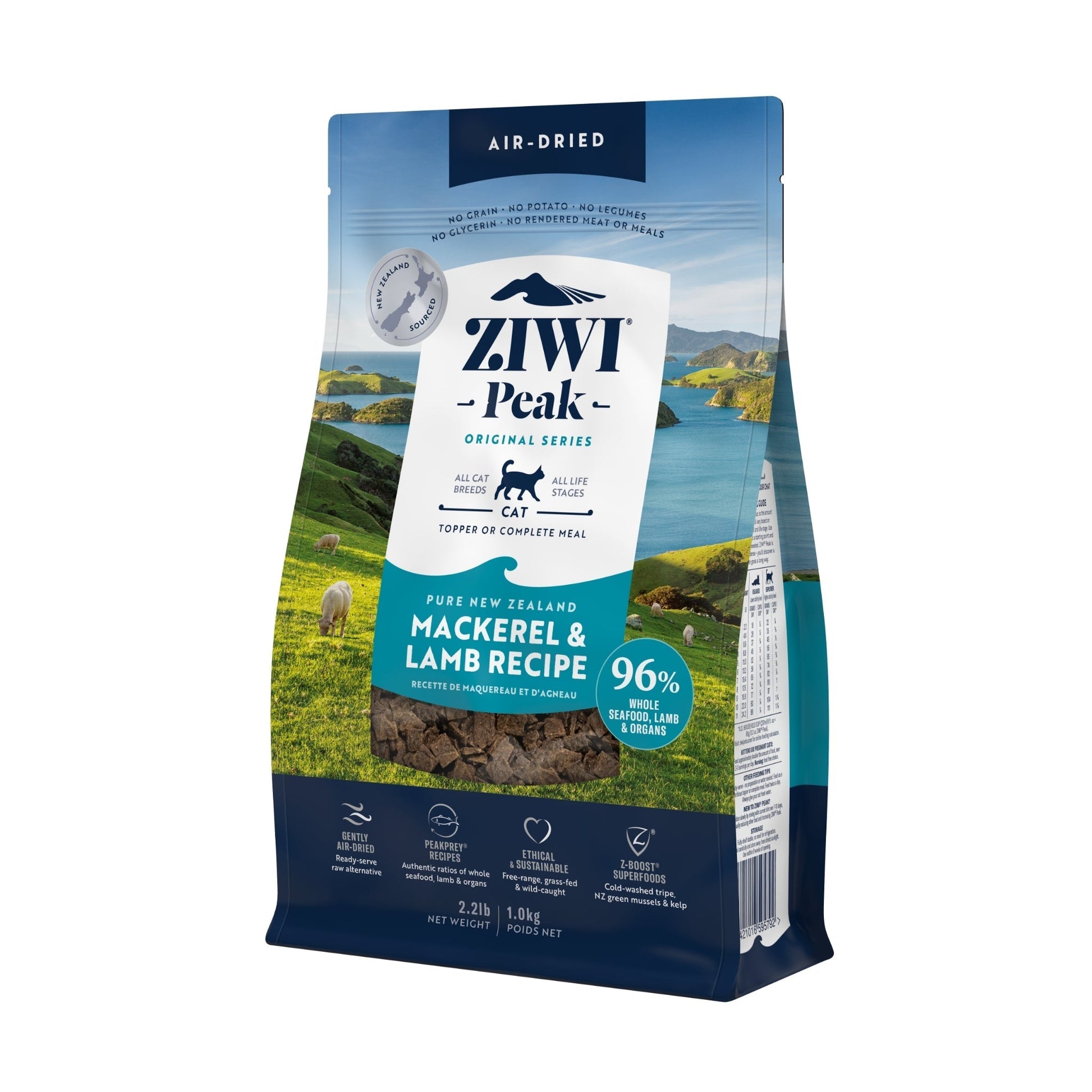 ZIWI Peak Air - Dried Original Series Mackerel & Lamb Recipe for cats - Air Dried - 1kg Bag - Warkworth