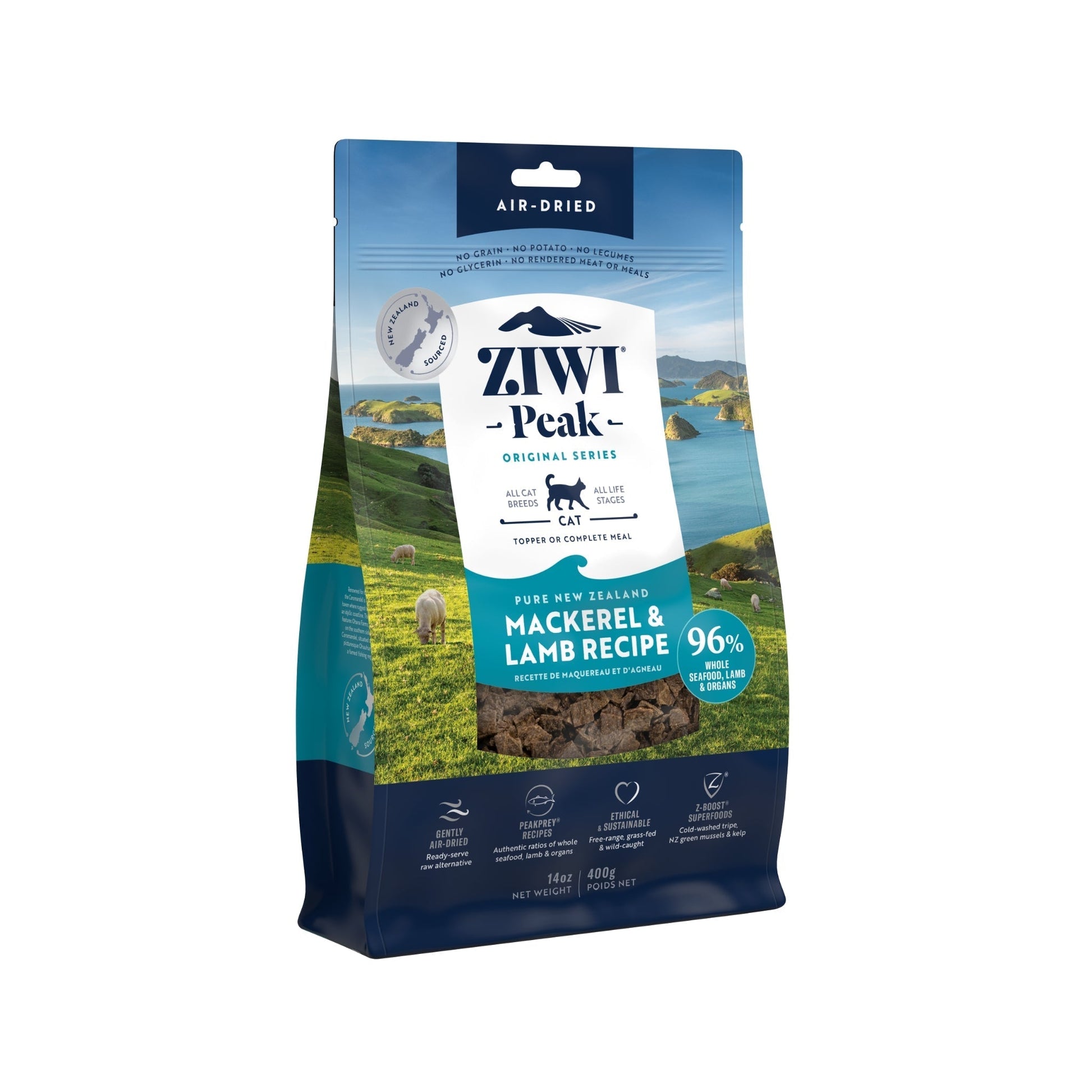 ZIWI Peak Air - Dried Original Series Mackerel & Lamb Recipe for cats - Air Dried - 400g Bag - Warkworth