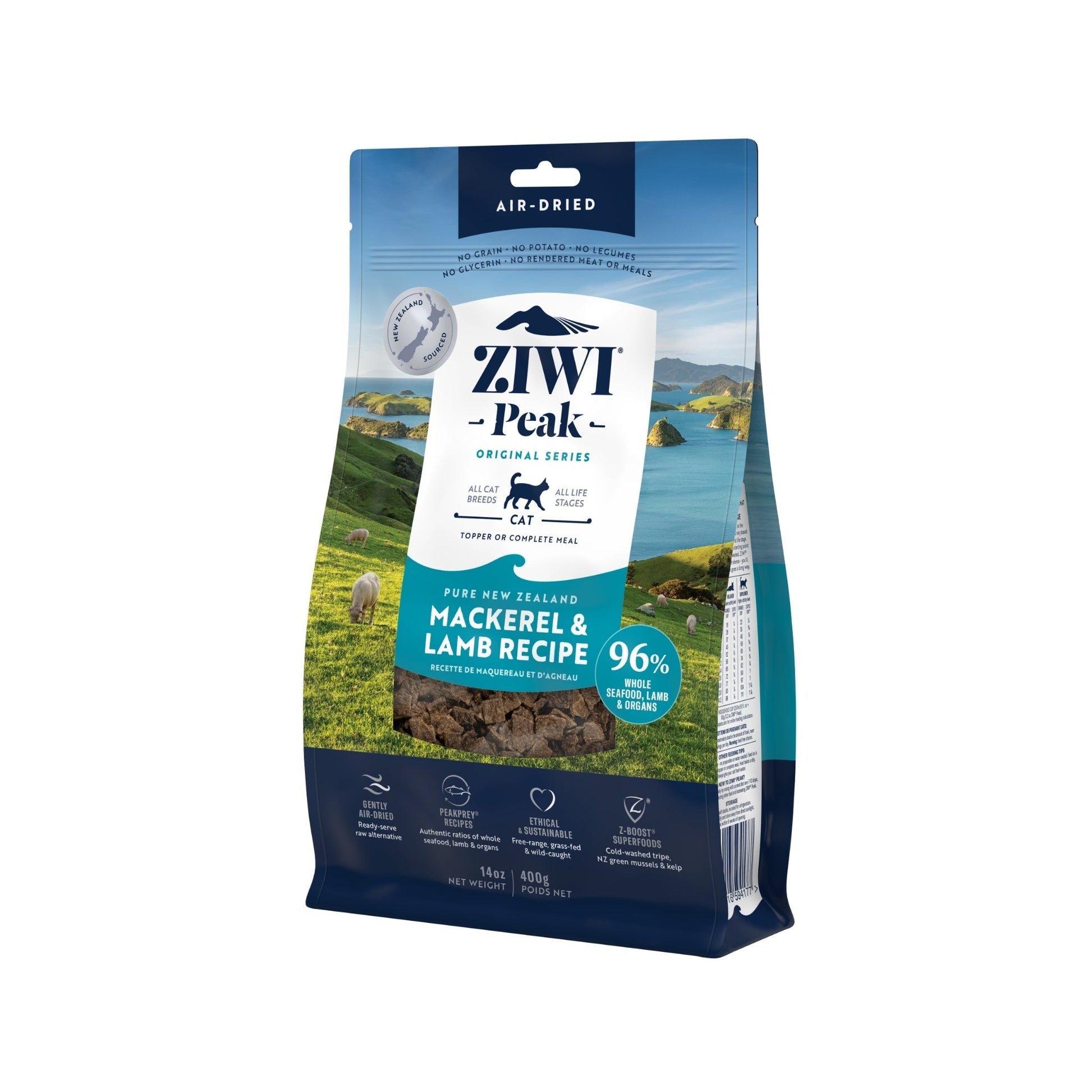 ZIWI Peak Air - Dried Original Series Mackerel & Lamb Recipe for cats - Air Dried - 400g Bag - Warkworth