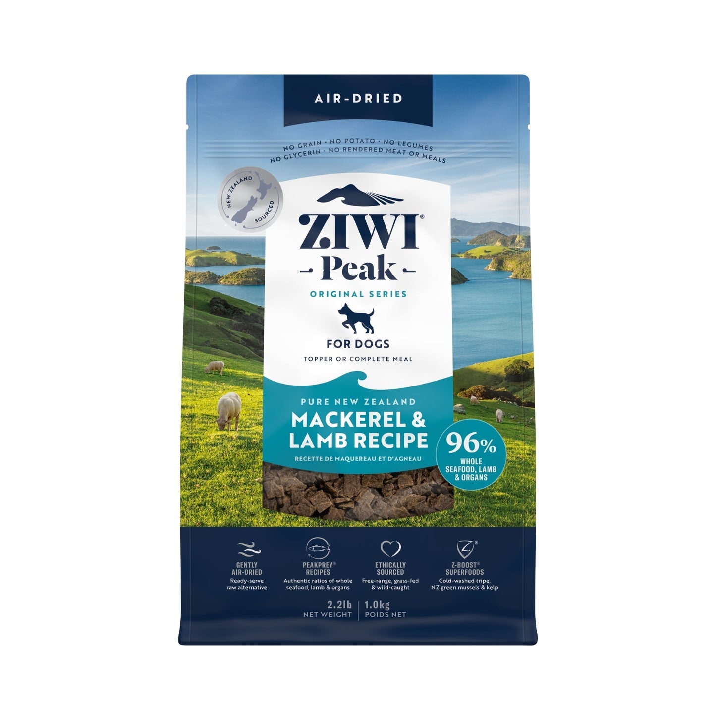 ZIWI Peak Air - dried Original Series Mackerel & Lamb Recipe for dogs - Air Dried - 1kg Bag - Warkworth