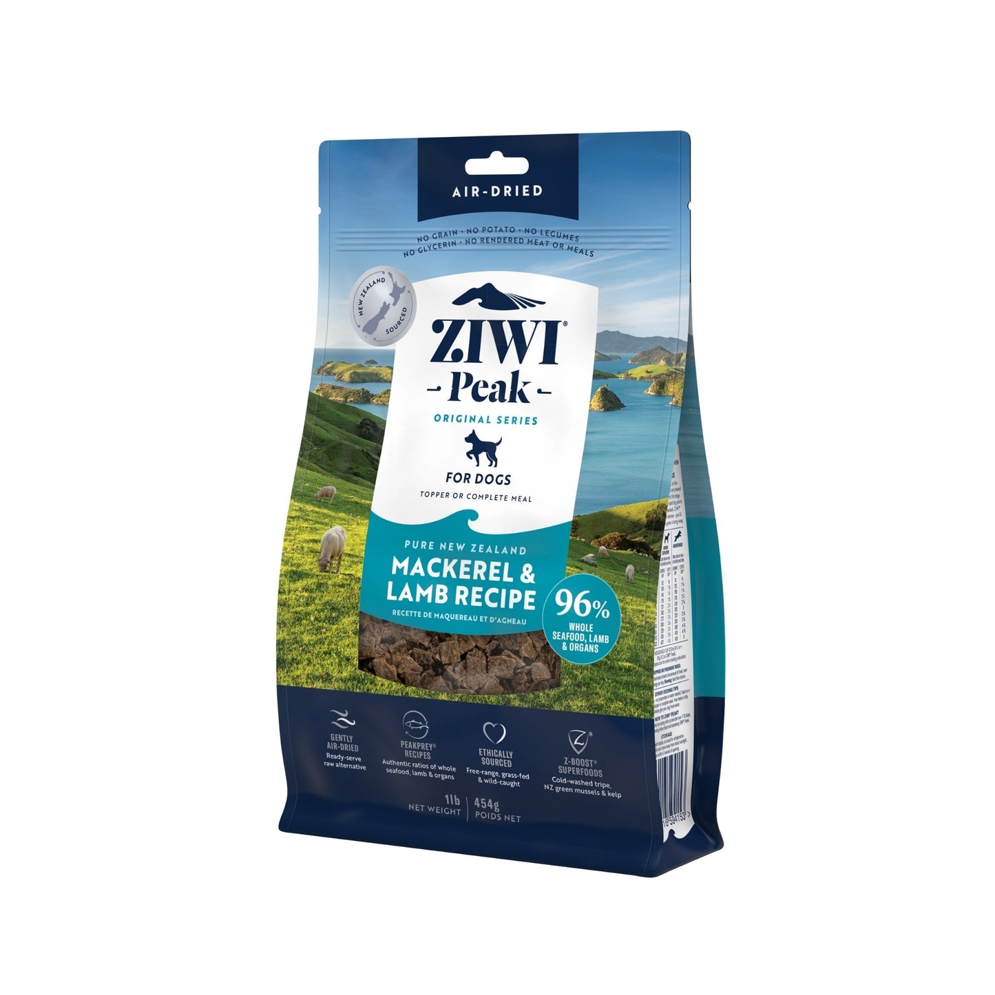 ZIWI Peak Air - dried Original Series Mackerel & Lamb Recipe for dogs - Air Dried - 454gm Bag - Warkworth