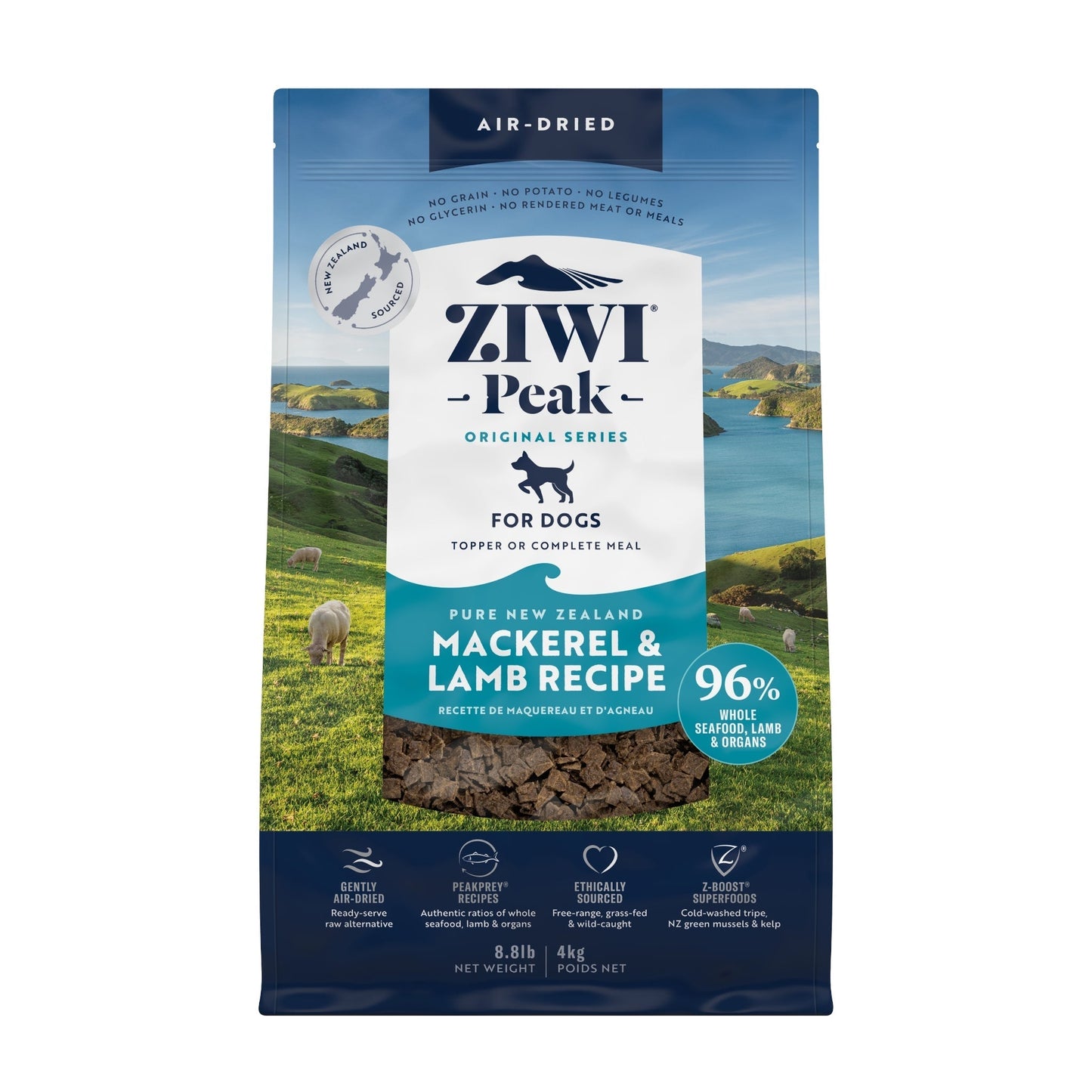 ZIWI Peak Air - dried Original Series Mackerel & Lamb Recipe for dogs - Air Dried - 4kg Bag - Warkworth