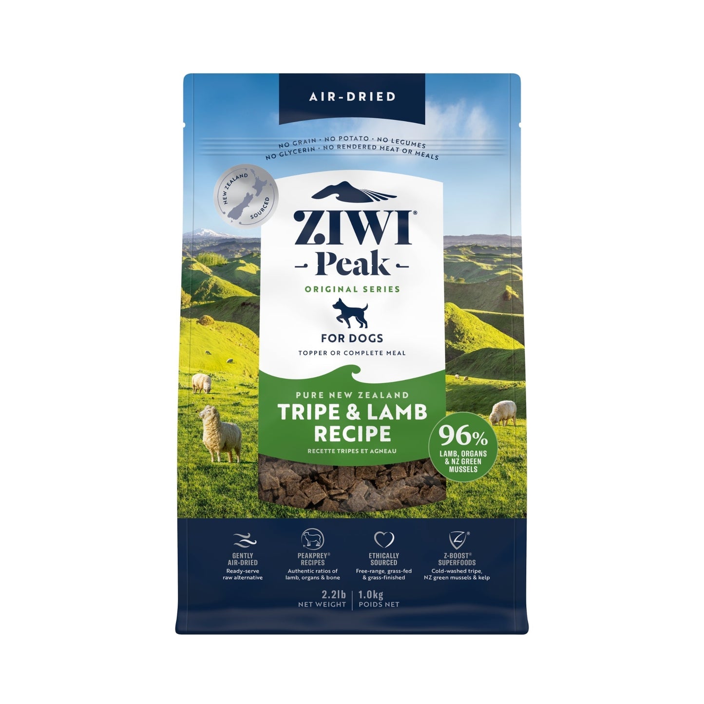 ZIWI Peak Air - dried Original Series Tripe & Lamb Recipe for dogs - Air Dried - 1kg Bag - Warkworth