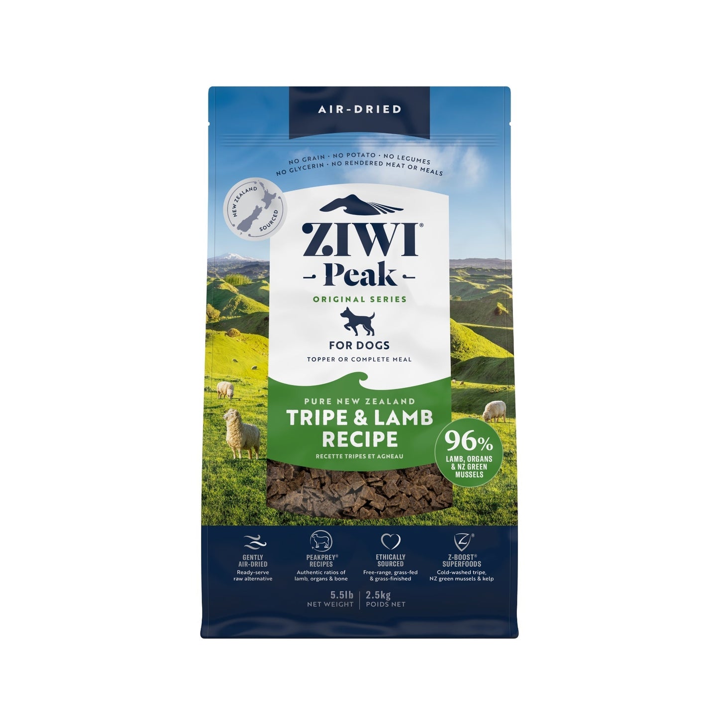 ZIWI Peak Air - dried Original Series Tripe & Lamb Recipe for dogs - Air Dried - 2.5kg Bag - Warkworth