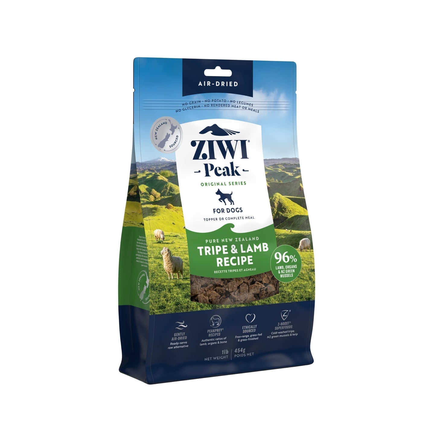 ZIWI Peak Air - dried Original Series Tripe & Lamb Recipe for dogs - Air Dried - 454g Bag - Warkworth