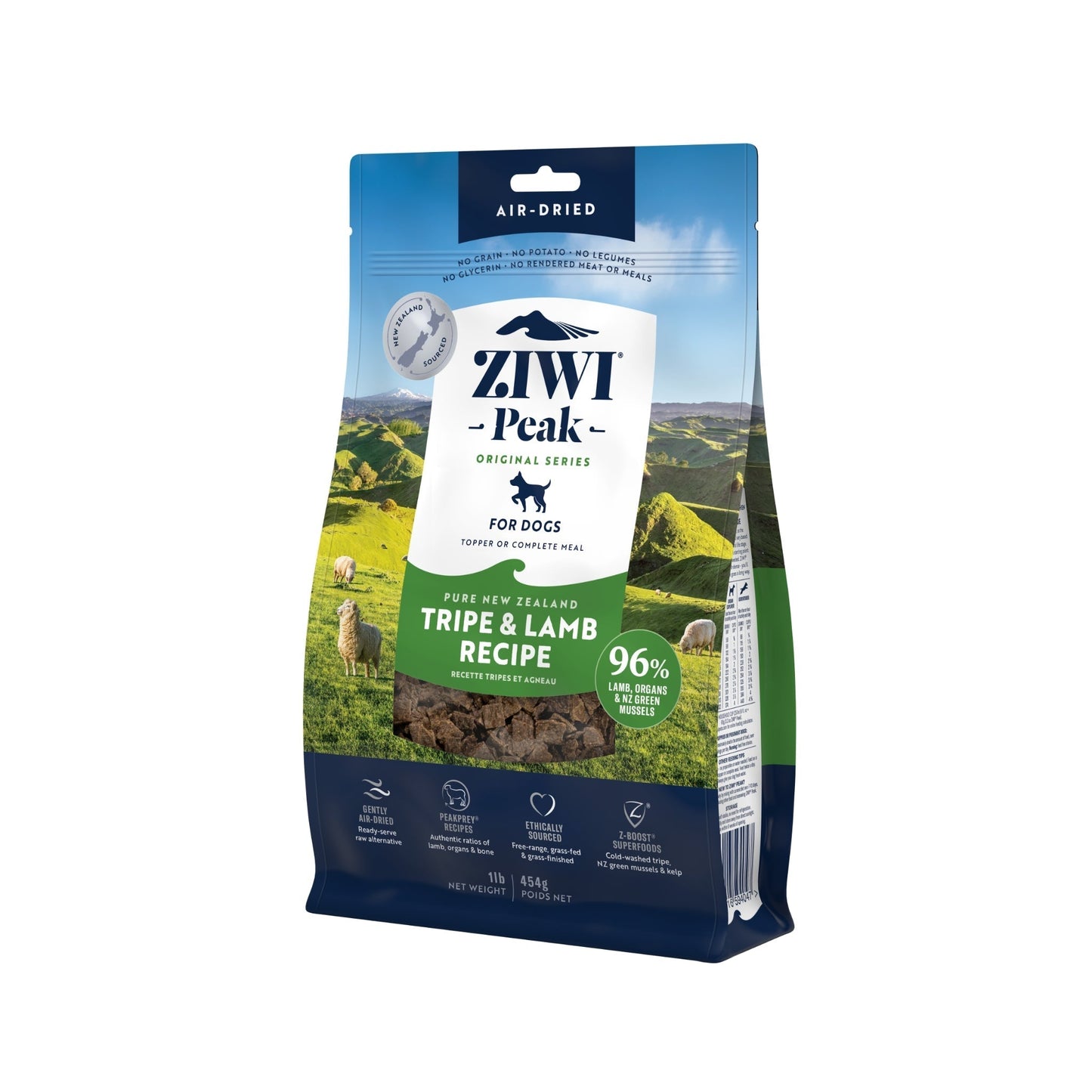 ZIWI Peak Air - dried Original Series Tripe & Lamb Recipe for dogs - Air Dried - 454g Bag - Warkworth