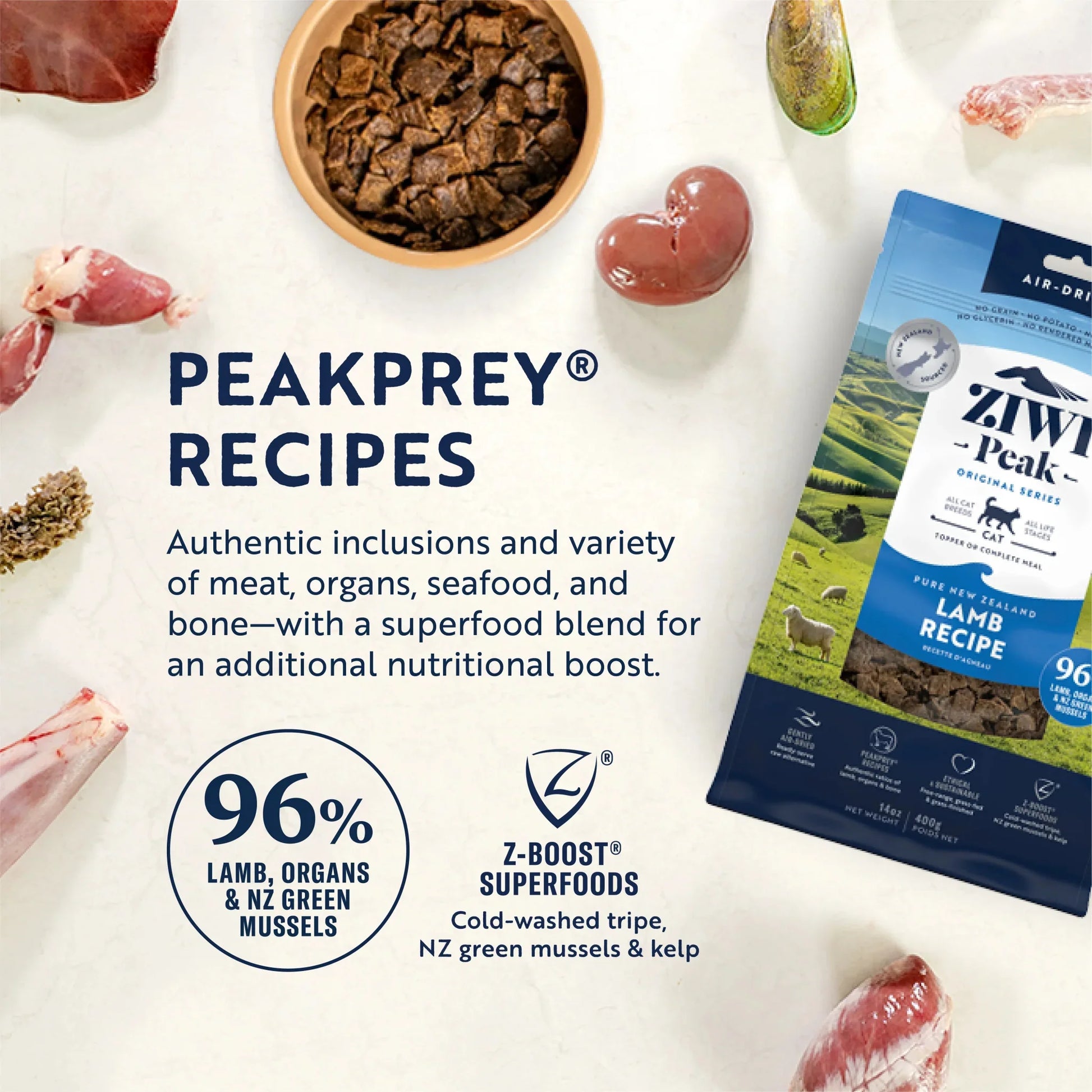 ZIWI Peak Air - Dried Original Series Lamb Recipe for cats - Air Dried - 1kg Bag - Warkworth