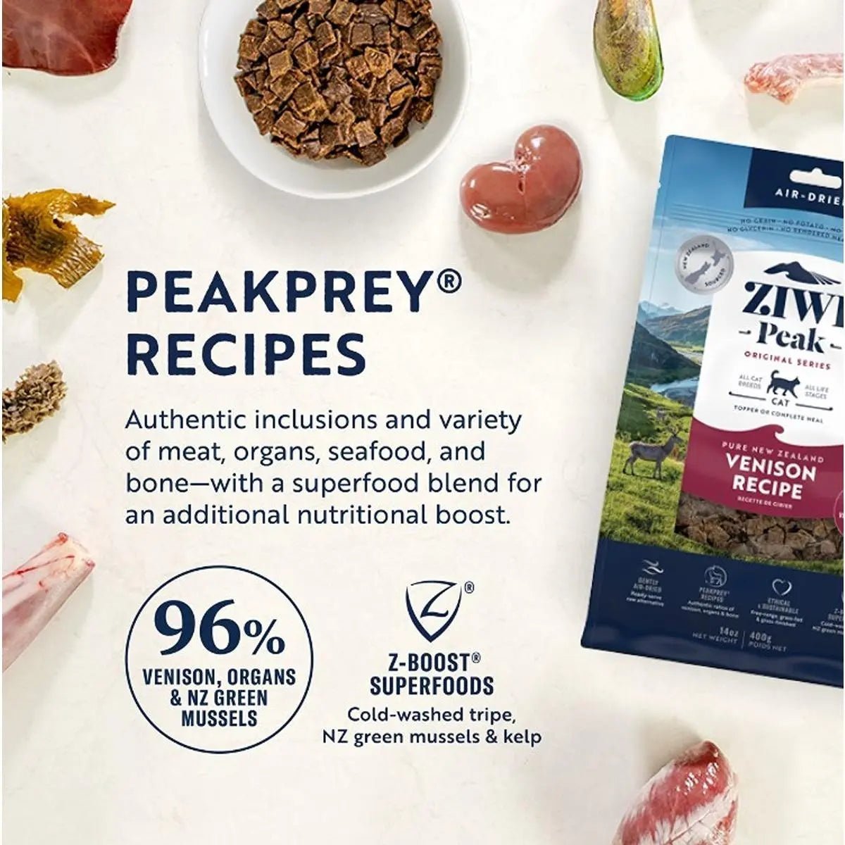 ZIWI Peak Air - dried Original Series Venison Recipe for cats - Air Dried - 400g Bag - Warkworth