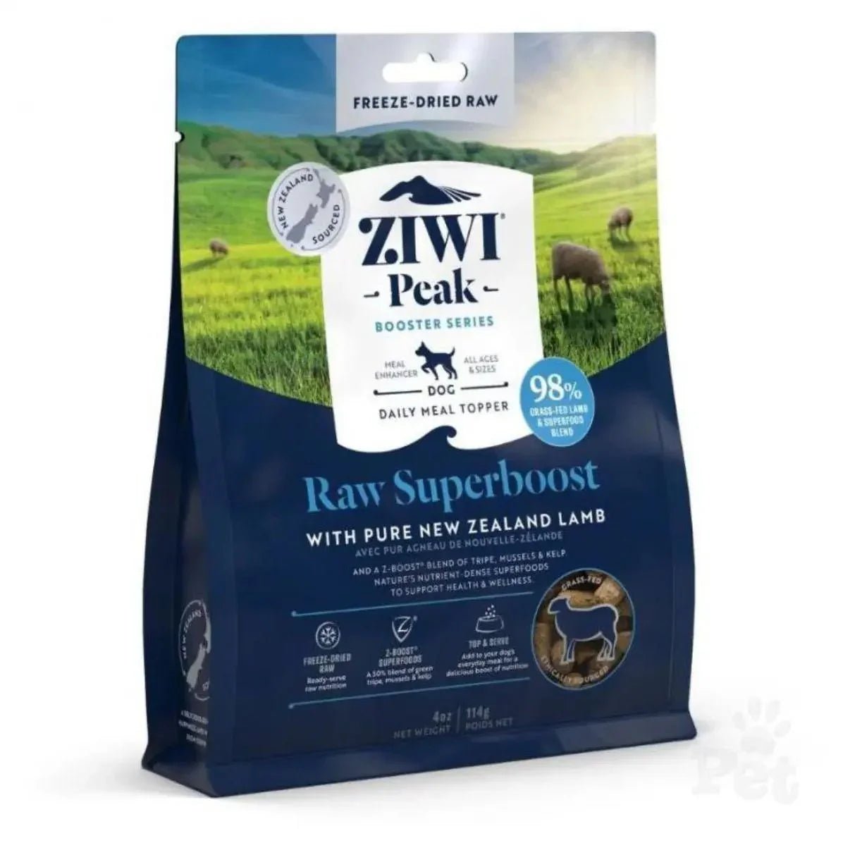 ZIWI Peak® Raw Superboost Lamb Recipe - Food - Freeze-Dried - 114g Bag Front - Warkworth - Live Probiotic for Gut Health