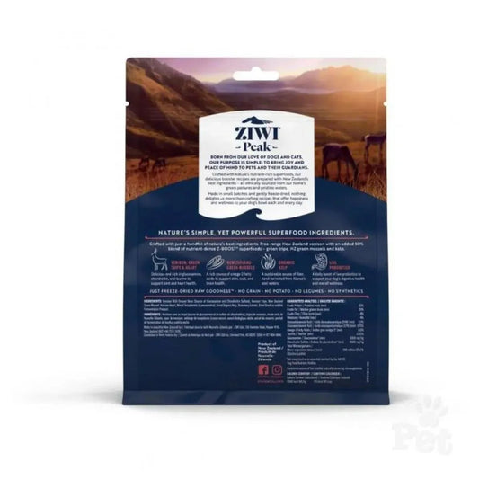 ZIWI Peak® Raw Superboost Venison Recipe - Food - Freeze-Dried - 114g Bag Back - Warkworth - Live Probiotic for Gut Health