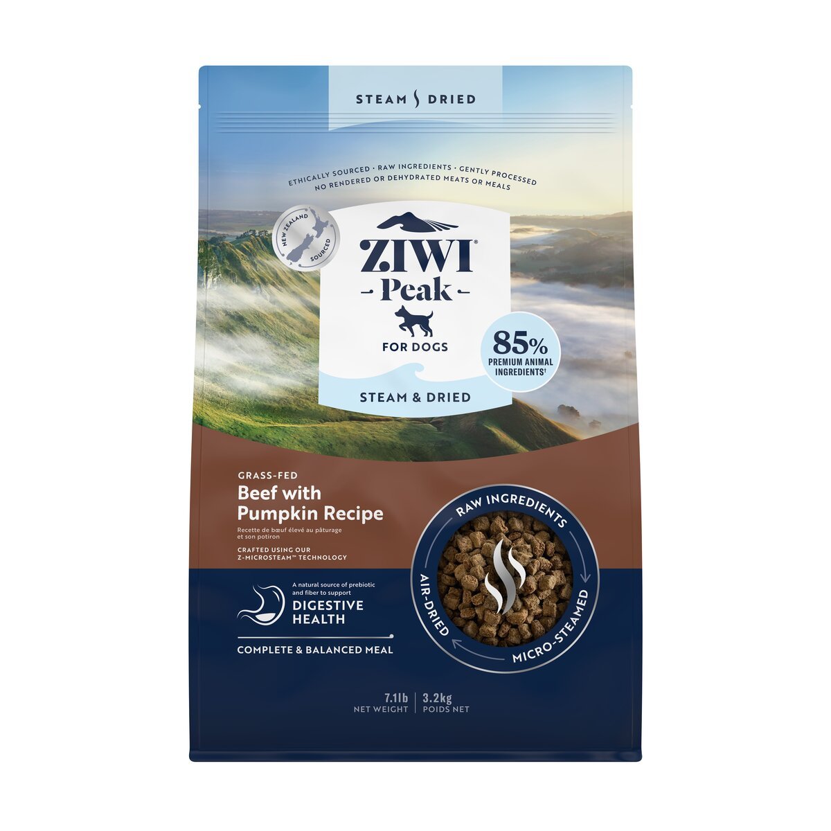 ZIWI Peak® Steam & Dried Beef with Pumpkin for dogs - Dry - 3.2kg Bag Front - Warkworth - Healthy Raw Alternative