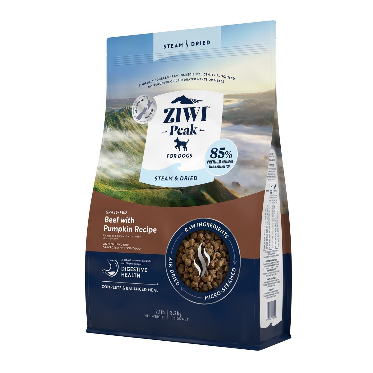 ZIWI Peak® Steam & Dried Beef with Pumpkin for dogs - Dry - 3.2kg Bag Right Angle - Warkworth - Healthy Raw Alternative