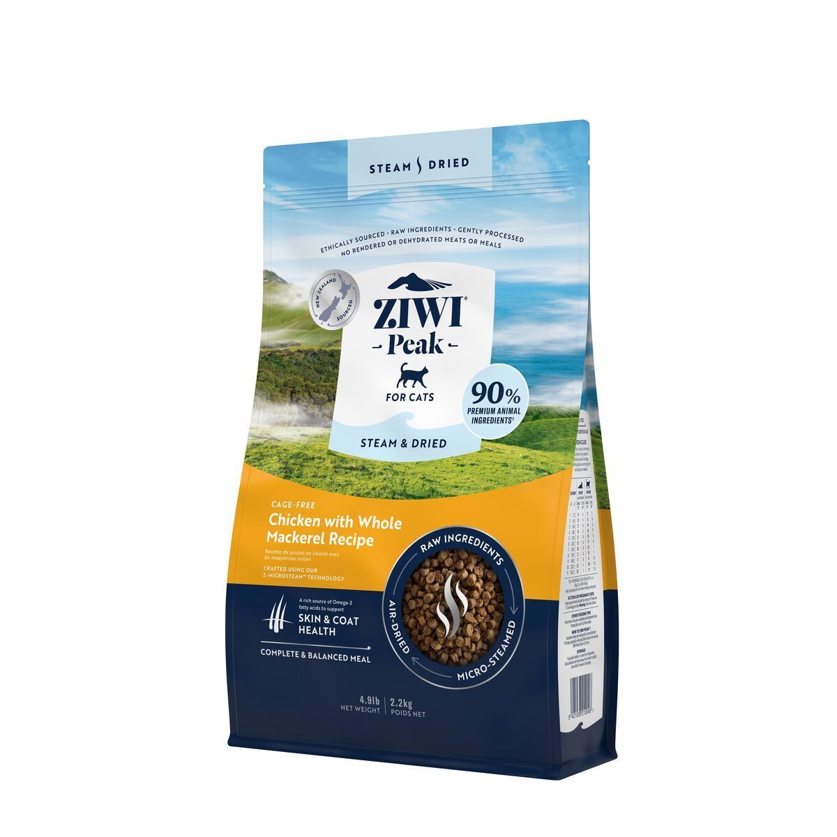 ZIWI Peak® Steam & Dried Chicken with Whole Mackerel for cats - Dry - 2.2kg Bag Right Angle - Warkworth - Raw Alternative