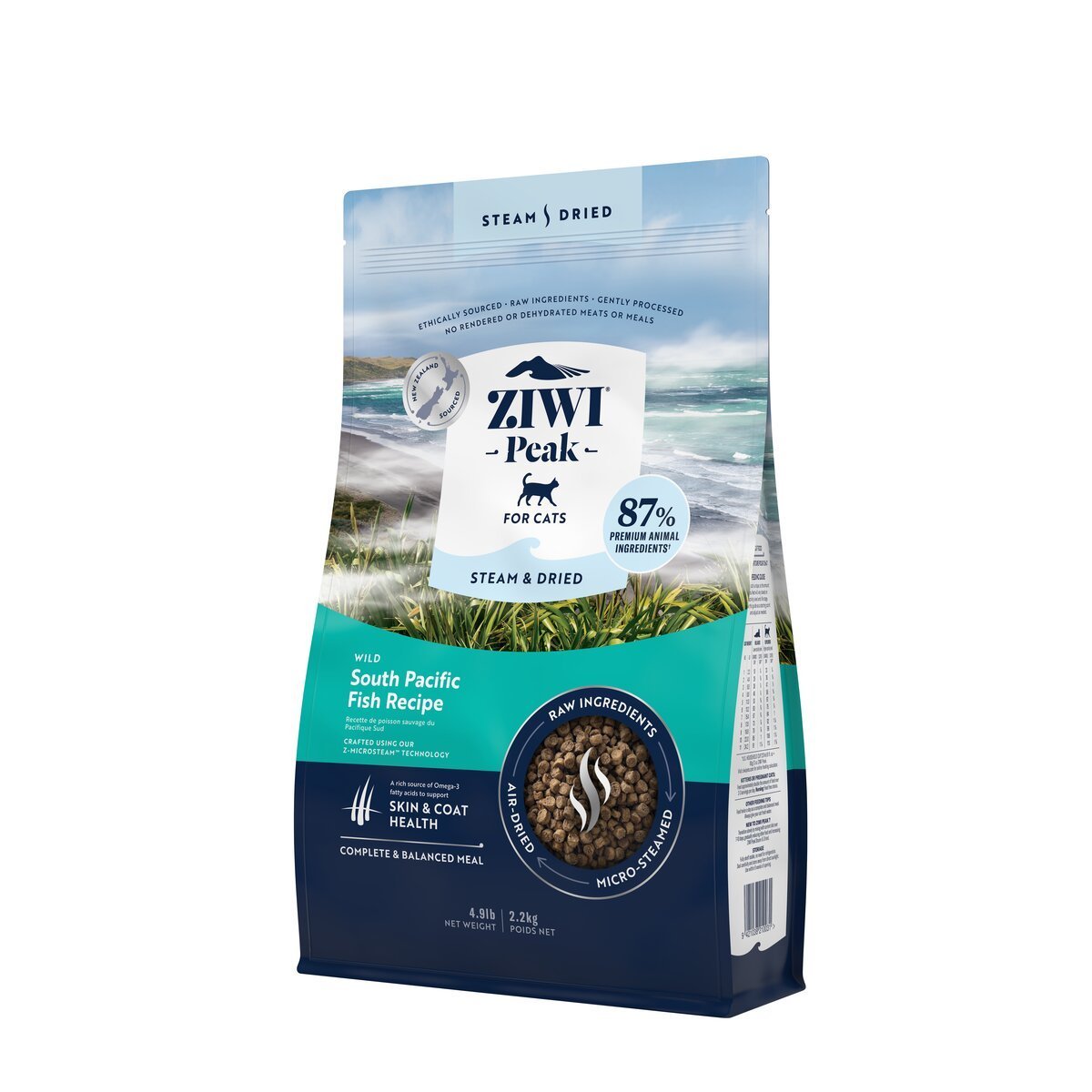 ZIWI Peak® Steam & Dried Wild South Pacific Fish for cats - Dry - 2.2kg Bag Right Angle - Warkworth - Healthy Raw Alternative