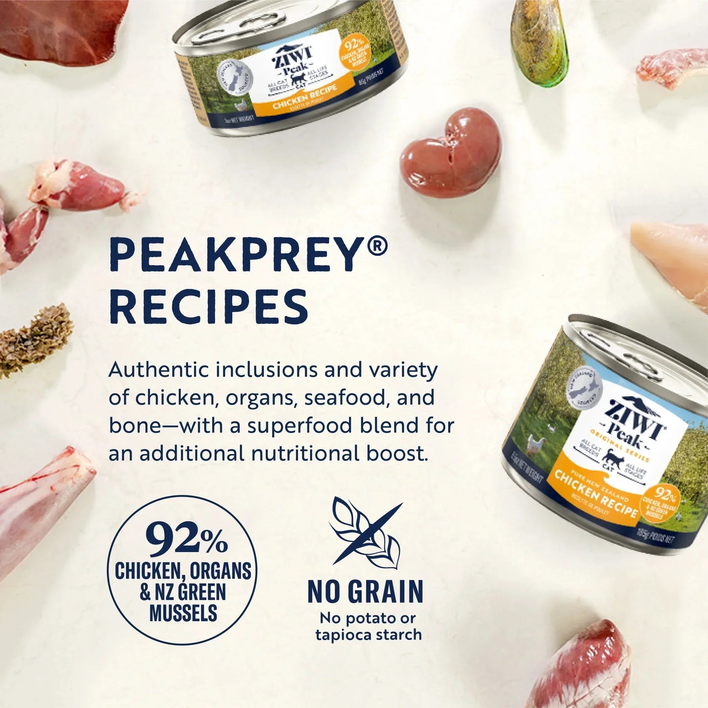ZIWI Peak® Wet Original Series Chicken Recipe for cats - Food - Peakprey - Warkworth - Grain Free - Fish & Green Mussel