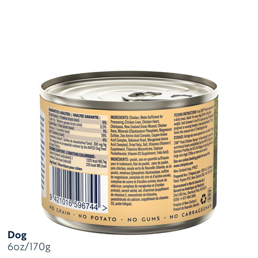 ZIWI Peak® Wet Original Series Chicken Recipe for dogs- Food - 170g Can Back- Warkworth - Complete and Balanced Meal