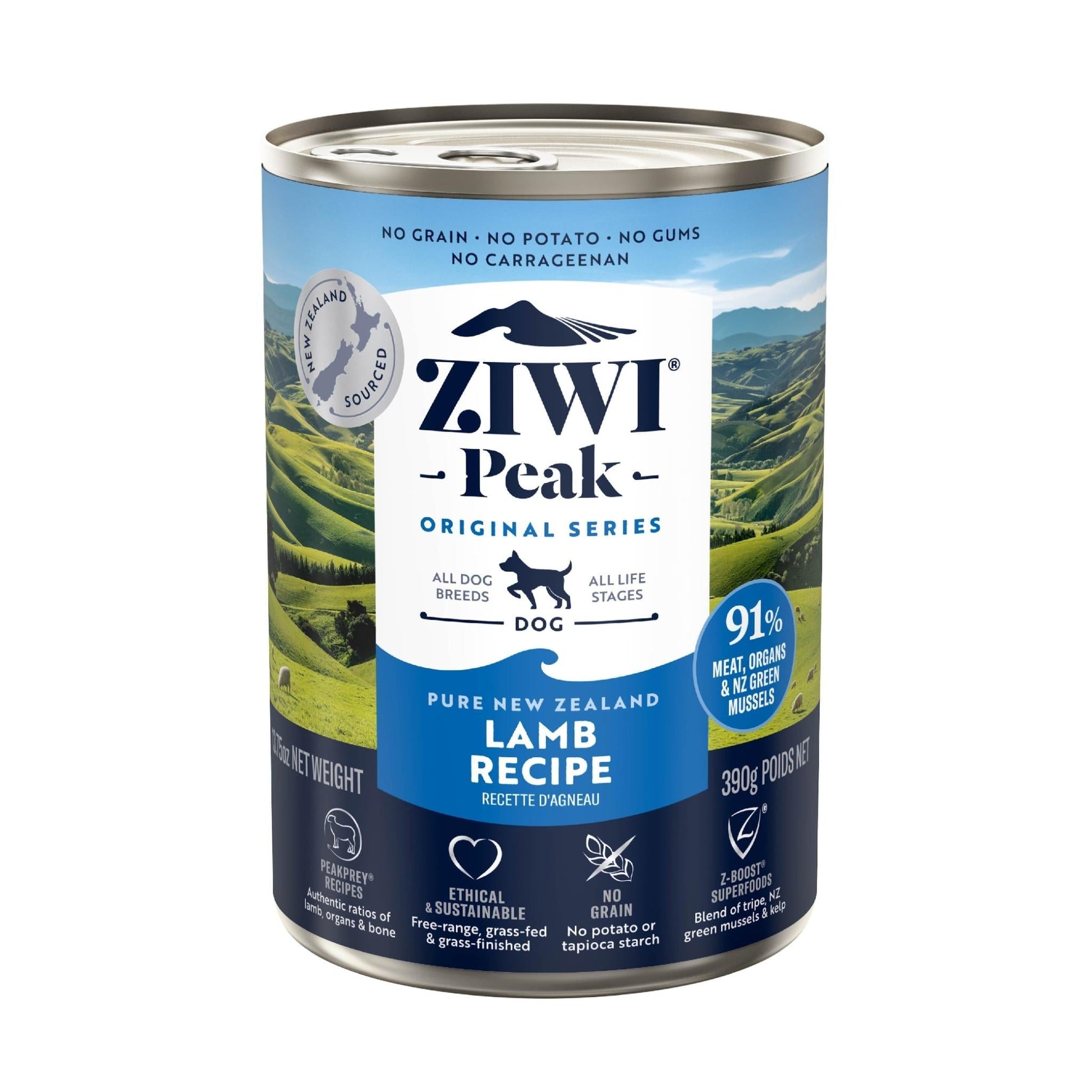 ZIWI Peak® Wet Original Series Lamb Recipe for dogs - Food - 390g Can Front - Warkworth - Complete and Balanced Meal