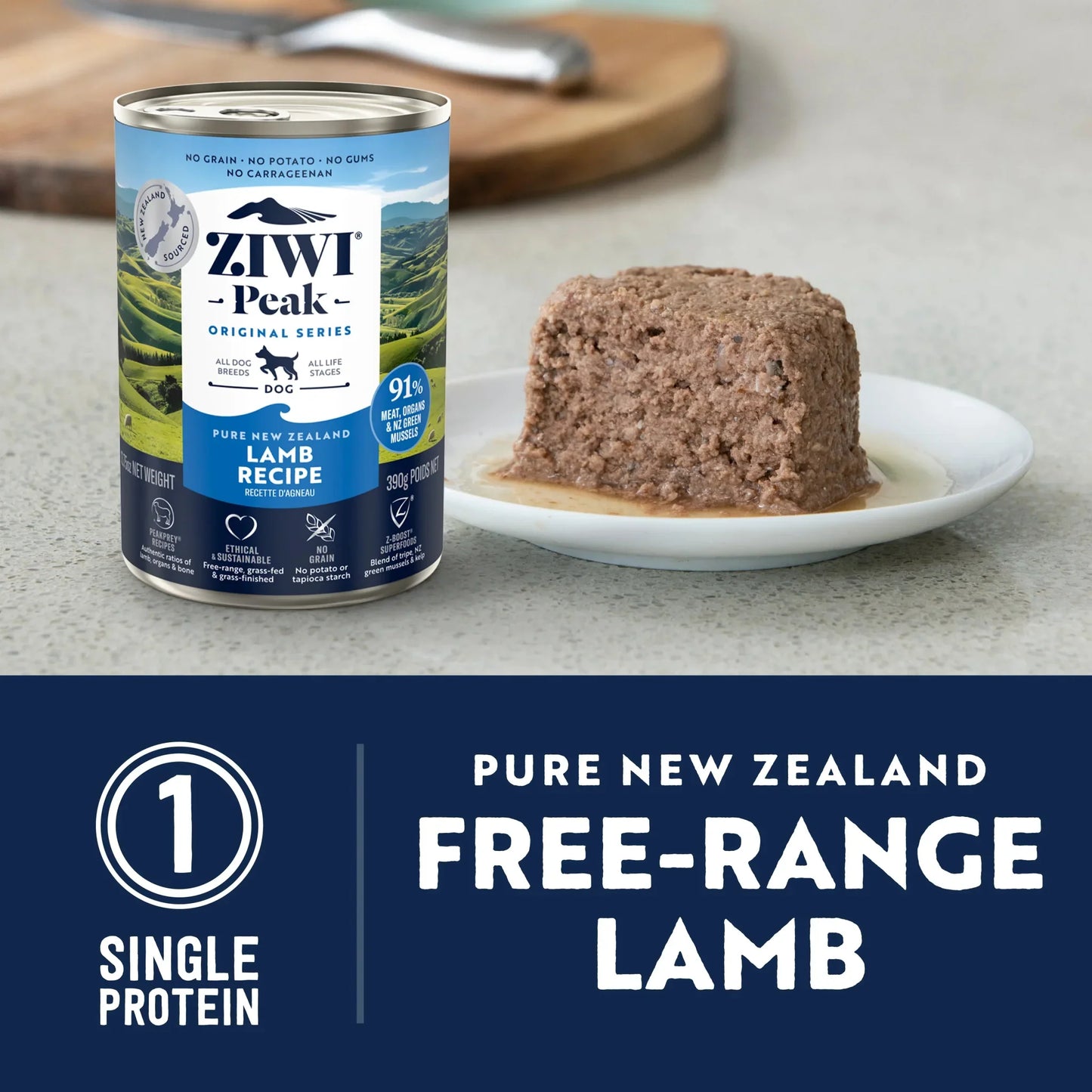ZIWI Peak® Wet Original Series Lamb Recipe for dogs - Food - 390g Can - Single Protein - Warkworth - Pure New Zealand