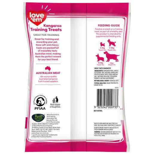 love'em Kangaroo Training Treats Dog Treats 200g - Tuck In Healthy Pet Food & Animal Natural Health Supplies