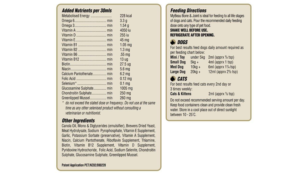 My Beau Bone & Joint Dog & Cat Supplement - Tuck In Healthy Pet Food & Animal Natural Health Supplies
