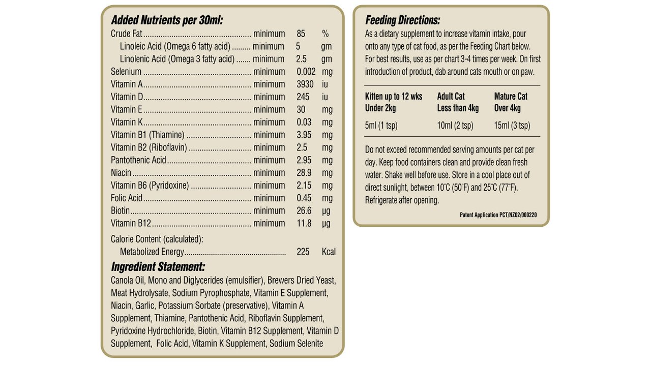 My Beau Cat Vitamin Supplement - 300ml - Tuck In Healthy Pet Food & Animal Natural Health Supplies