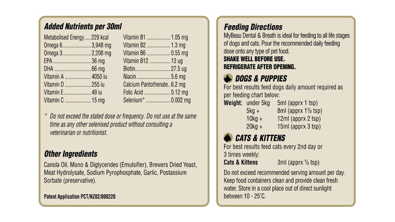 My Beau Dental & Breath - 300ml - Tuck In Healthy Pet Food & Animal Natural Health Supplies
