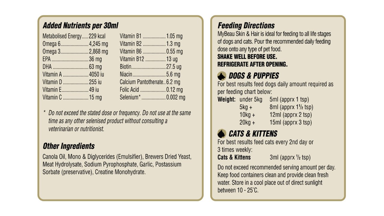 My Beau Skin & Hair - 300ml - Tuck In Healthy Pet Food & Animal Natural Health Supplies