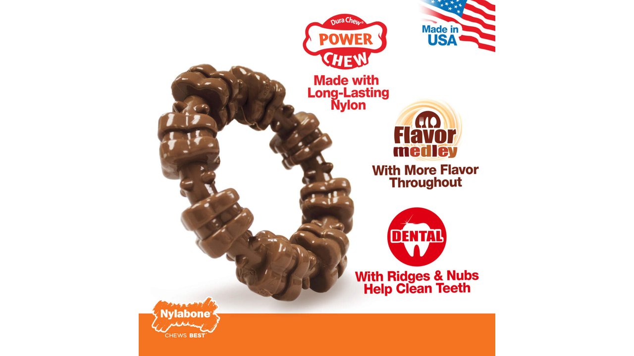 Nylabone Dura Chew Textured Ring - Flavour Medley, Regular Size - Tuck In Healthy Pet Food & Animal Natural Health Supplies