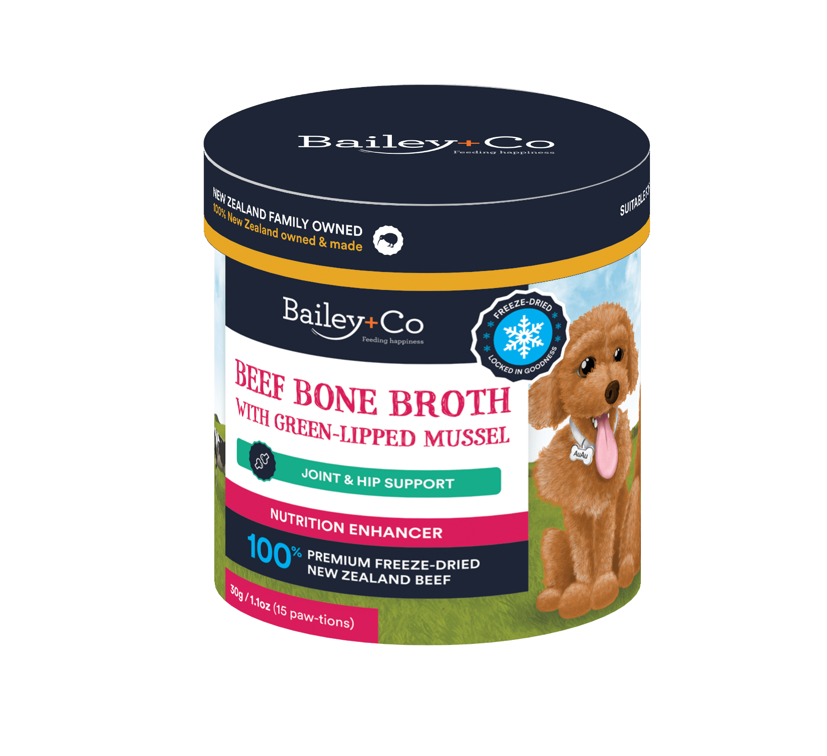 Bailey + Co Bailey+Co Beef Bone Broth with Green Lipped Mussel for Joint & Hip Support - Freeze Dried - Bag - Warkworth