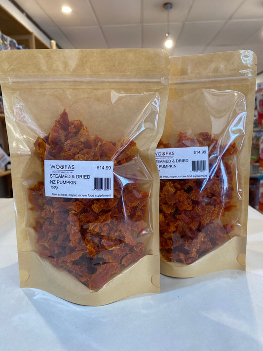 Woofas Woofas Steamed & Dried New Zealand Pumpkin - Treat & Topper - Treat - Bag - Warkworth
