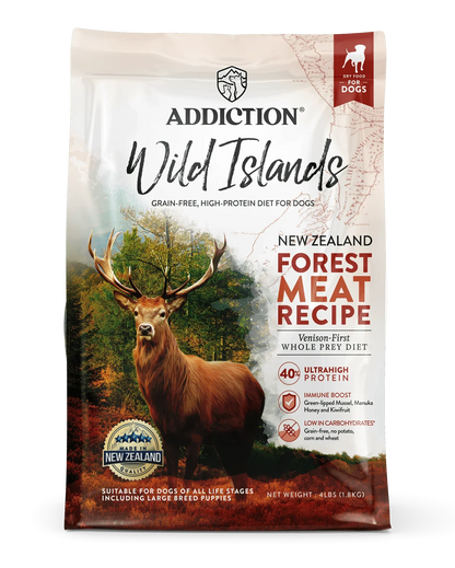 Addiction Wild Islands Forest Meat, High Protein, Free-Range Venison Dry Dog Food - Tuck In Healthy Pet Food & Animal Natural Health Supplies
