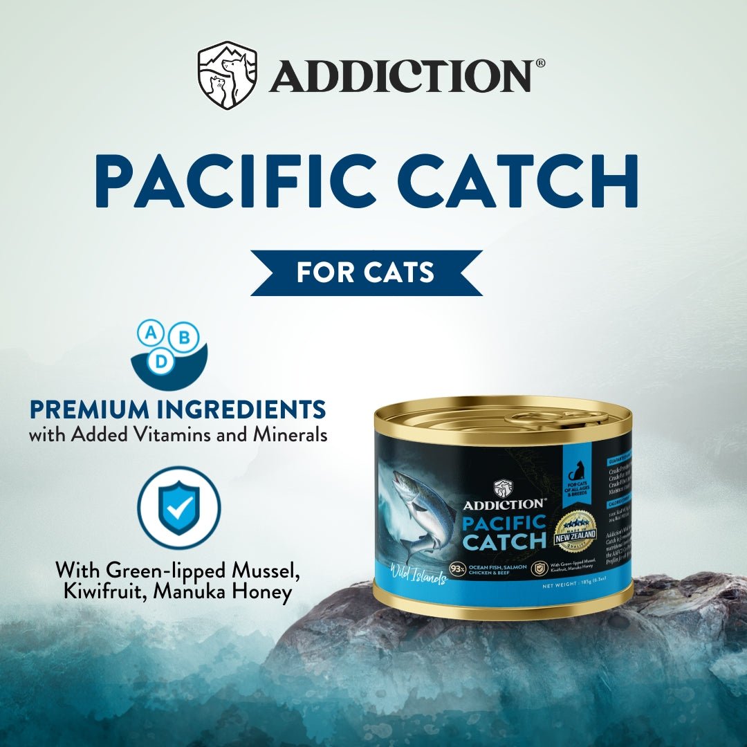 Addiction Wild Islands Pacific Catch Ocean Fish & Salmon Canned Cat Food 185 gm - Tuck In Healthy Pet Food & Animal Natural Health Supplies