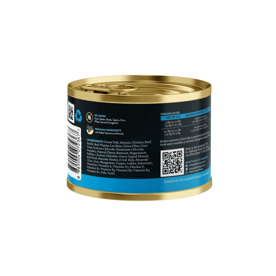 Addiction Wild Islands Pacific Catch Ocean Fish & Salmon Canned Cat Food 185 gm - Tuck In Healthy Pet Food & Animal Natural Health Supplies