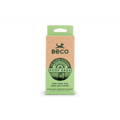 Beco Super Strong Unscented Poop Bags - 4 rolls of 15 bags - Tuck In Healthy Pet Food & Animal Natural Health Supplies