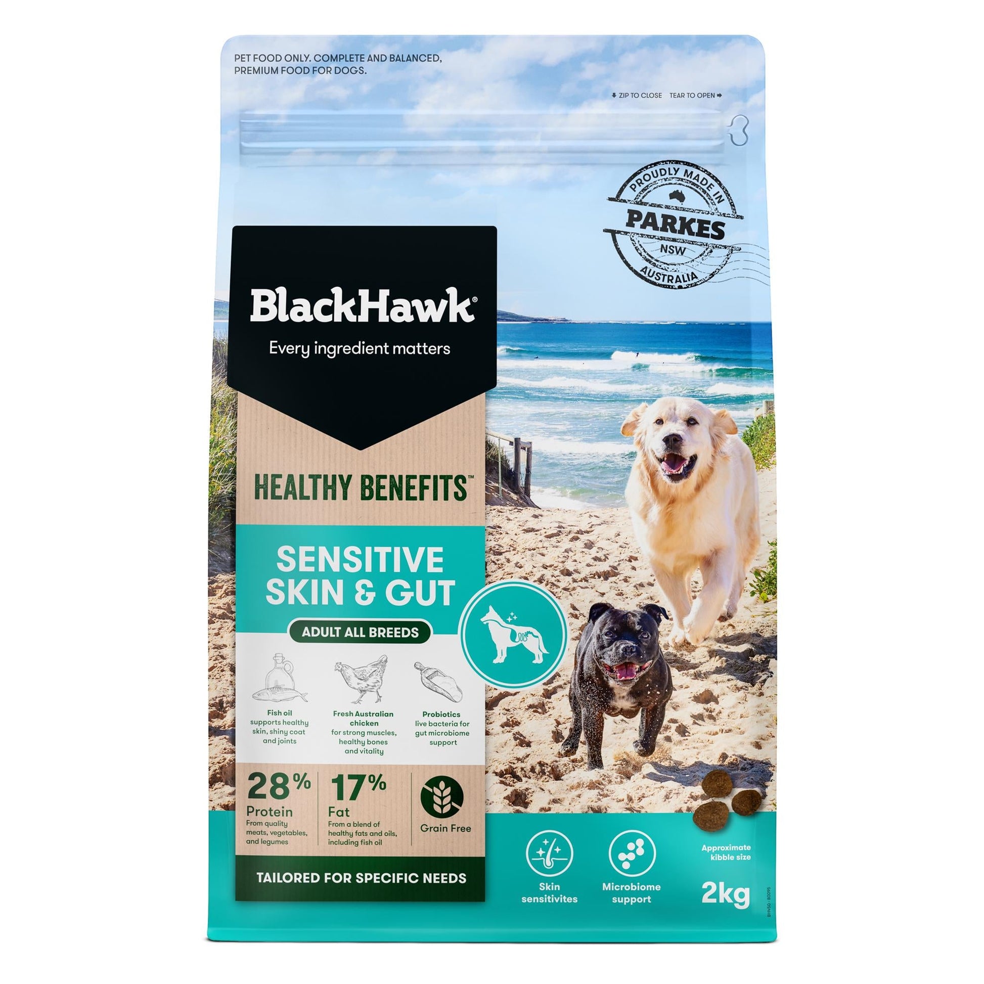 Black Hawk Healthy Benefits Sensitive Skin & Gut - Tuck In Healthy Pet Food & Animal Natural Health Supplies