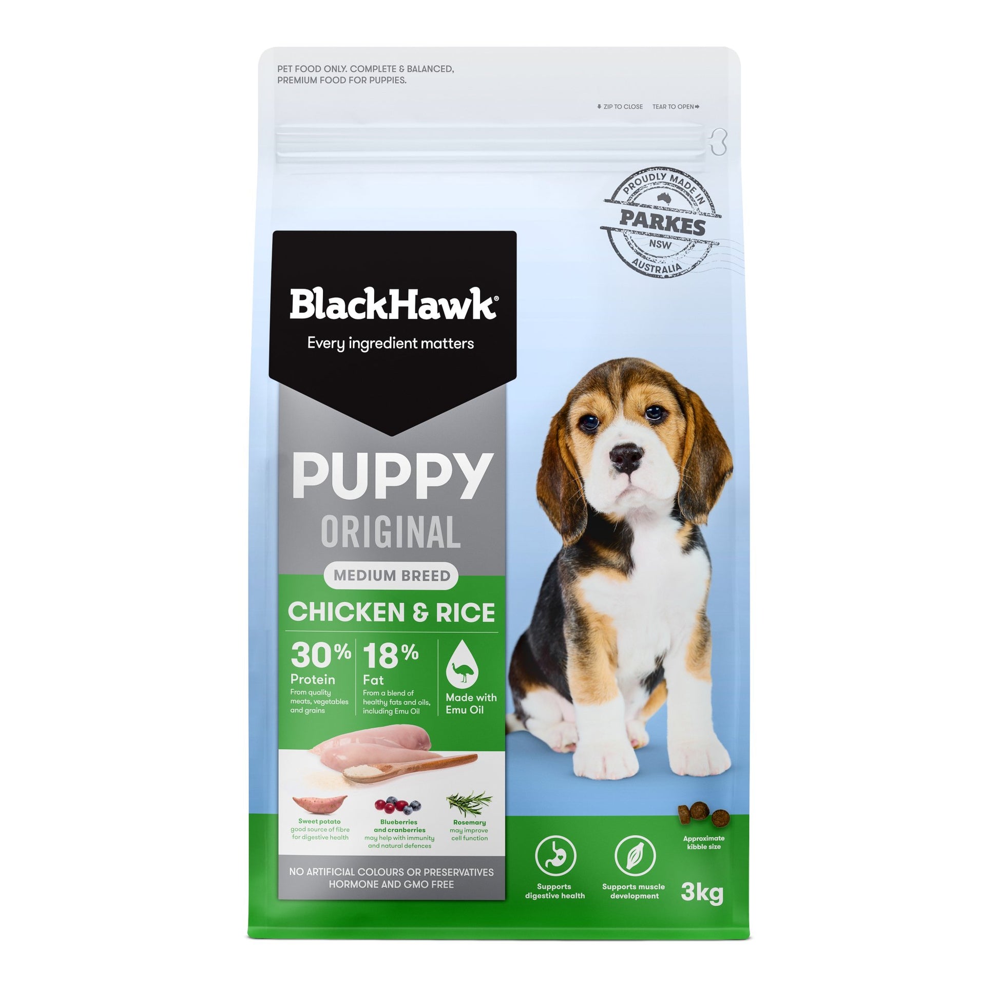 Black Hawk Medium Breed Puppy Food - Chicken & Rice - Tuck In Healthy Pet Food & Animal Natural Health Supplies