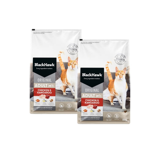 Bulk Buy: Black Hawk Chicken & Kangaroo for Cats - 2 x 8kg - Tuck In Healthy Pet Food & Animal Natural Health Supplies