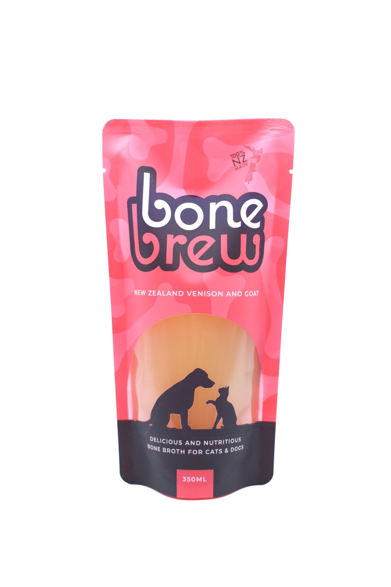 Essential Broth Bone Brew - Dog & Cat Food - Frozen - Venison & Goat - 325ml Bag Front - Warkworth - Healthy Digestion Aid