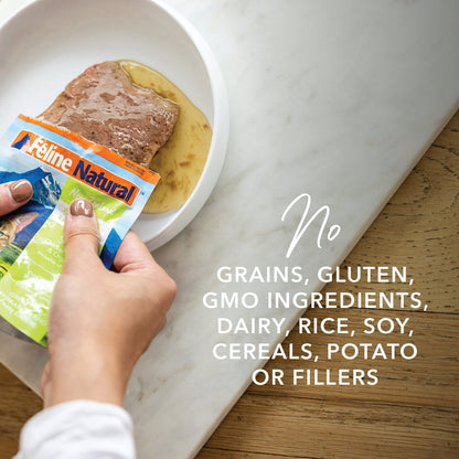 Feline Natural Grain-Free 85g Pouches - Lamb & King Salmon - Tuck In Healthy Pet Food & Animal Natural Health Supplies