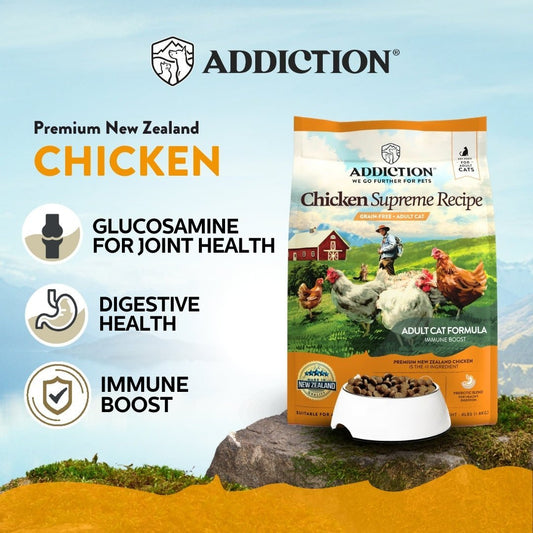 Addiction Chicken Supreme - Adult Cat, Complete & Balanced, Immune Boost Dry Cat Food - Food - Dry - Tuck In Healthy Pet Food & Animal Natural Health Supplies