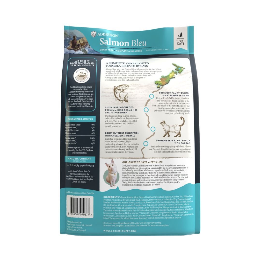 Addiction Salmon Bleu Cat, Complete & Balanced, Skin & Coat Dry Cat Food - Food - Dry - Tuck In Healthy Pet Food & Animal Natural Health Supplies