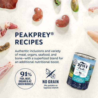 ZIWI Peak® Wet Original Series Mackerel & Lamb Recipe for dogs - Food - Dry - Tuck In Healthy Pet Food & Animal Natural Health Supplies