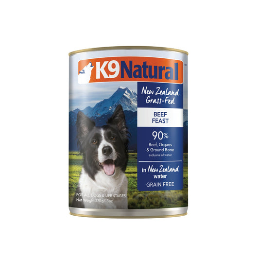 K9 Natural Beef Feast Can - 370g - Tuck In Healthy Pet Food & Animal Natural Health Supplies