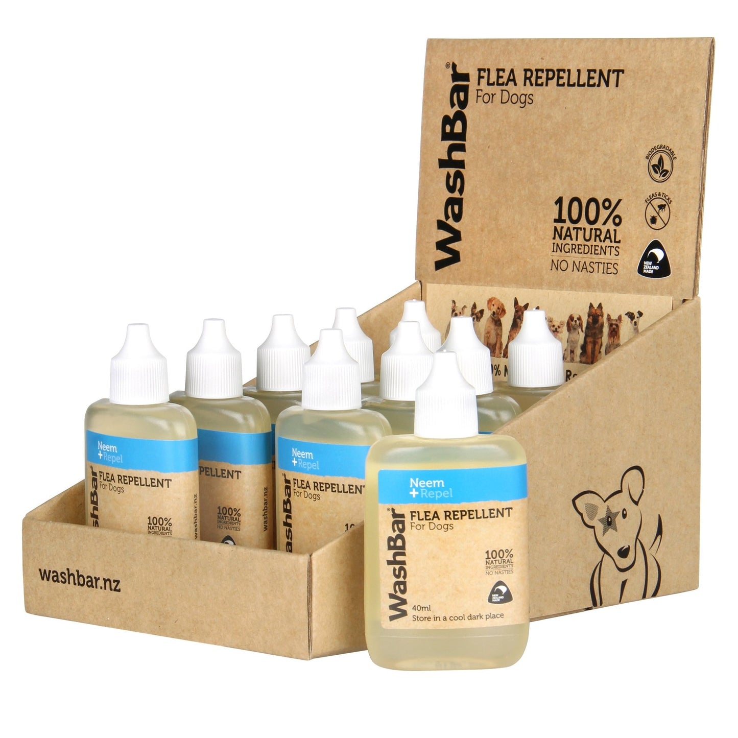 WashBar - Natural Flea Repellent 40ml - Tuck In Healthy Pet Food & Animal Natural Health Supplies