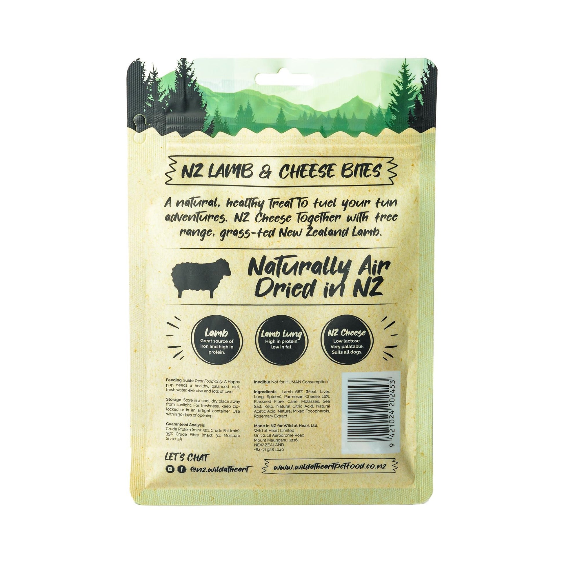 Wild at Heart Lamb & Cheese Bites for Dogs - Tuck In Healthy Pet Food & Animal Natural Health Supplies