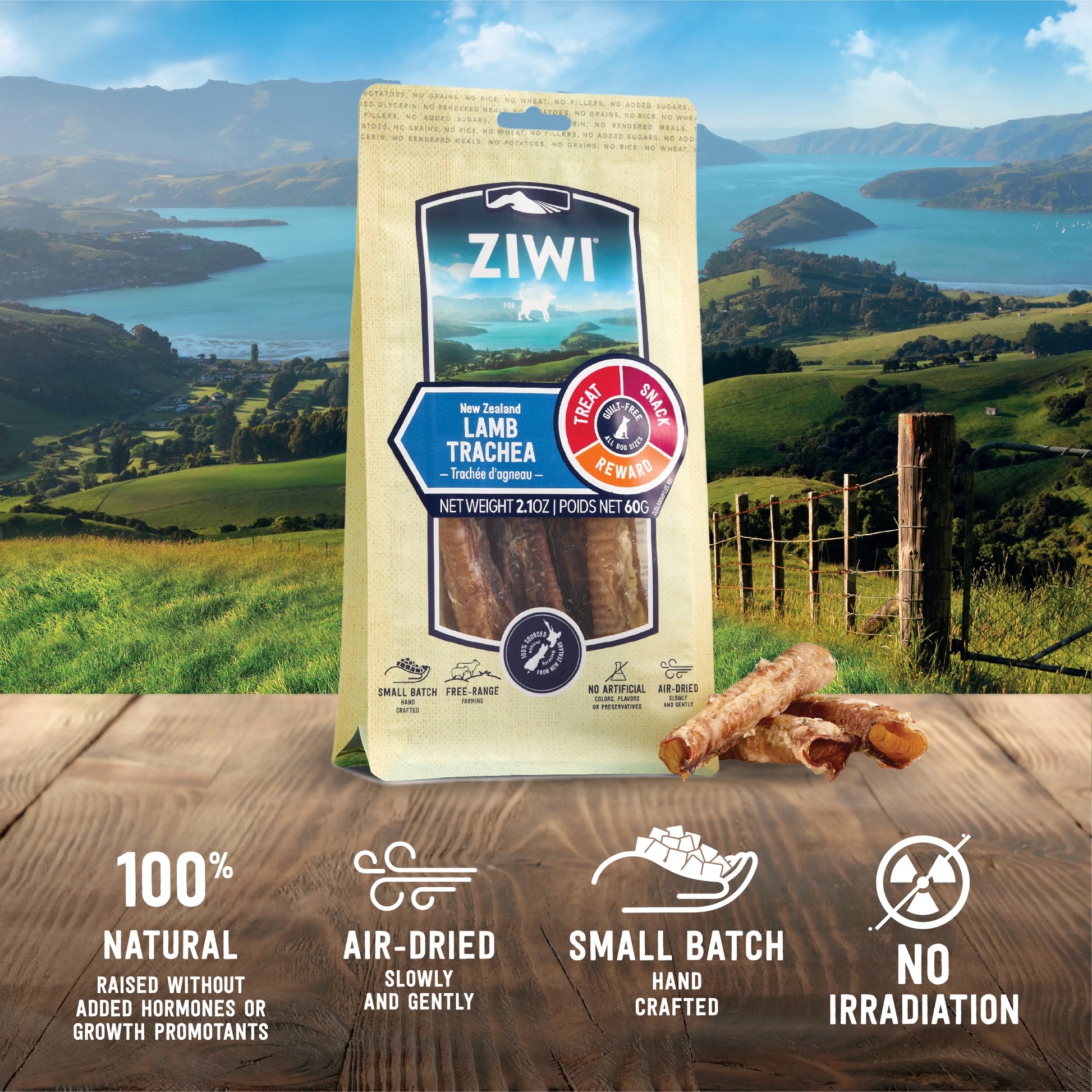 ZIWI Peak Lamb Trachea - Dental Health Chews for Dogs - Chew - Bag - Warkworth