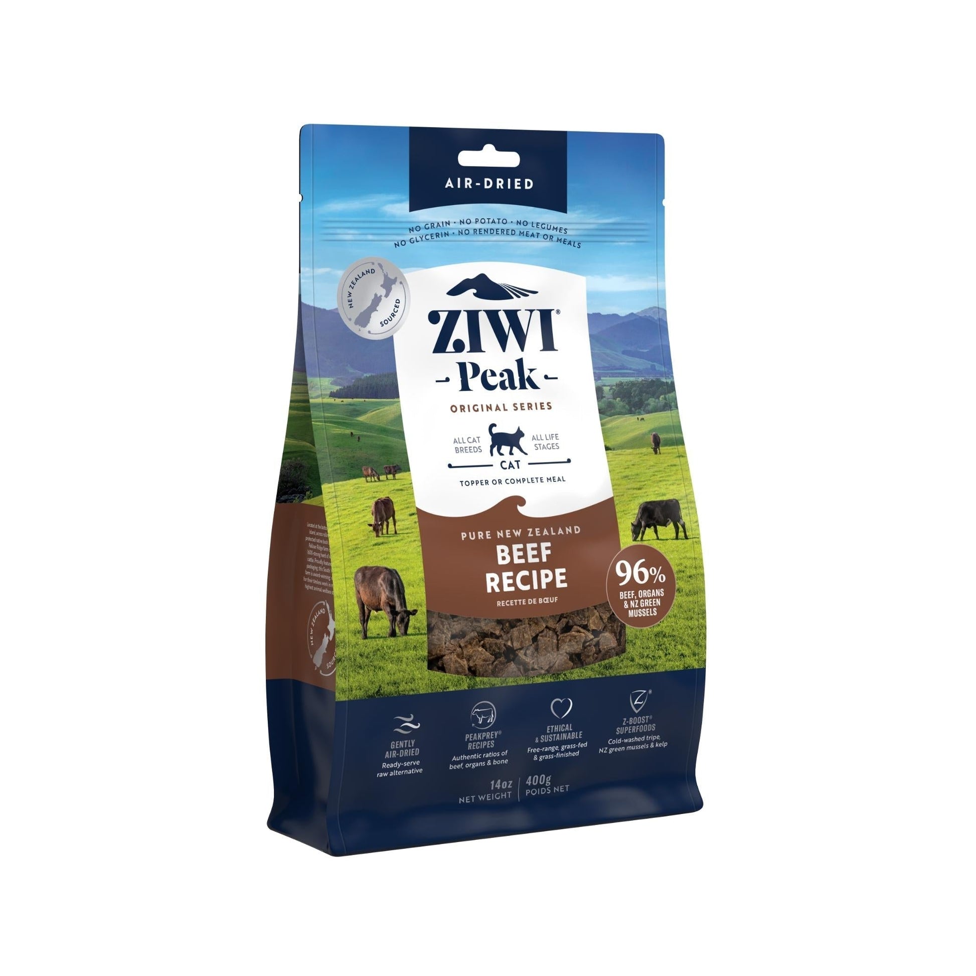 ZIWI Peak Air - Dried Original Series Beef Recipe for cats - Air Dried - 400g Bag - Warkworth