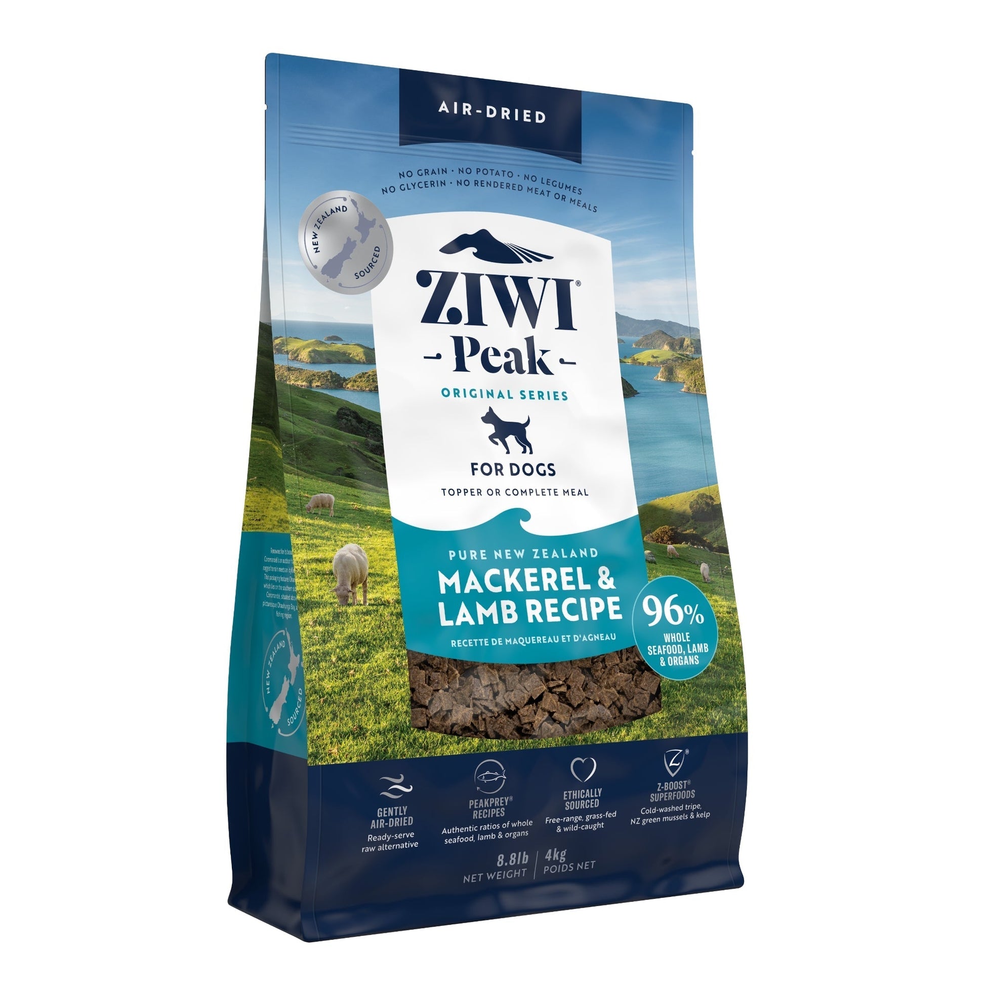 ZIWI Peak Air - dried Original Series Mackerel & Lamb Recipe for dogs - Air Dried - 4kg Bag - Warkworth